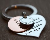 Stainless Stamped Key Chain - Sweet Heart Charm - Customize - Personalize