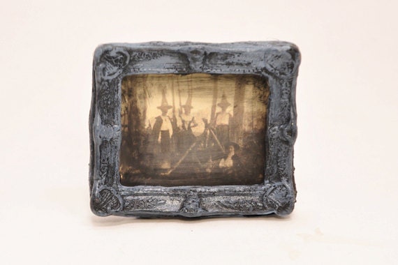 Witches Around Cauldron Framed Photo 1-inch scale Dollhouse Miniature