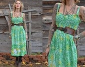 70s Florida Tropics Flowers and Feathers Maxi Dress
