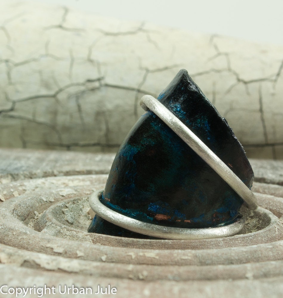 Copper Ring Copper Dome Ring Verdigris Blue Green Patina Ring