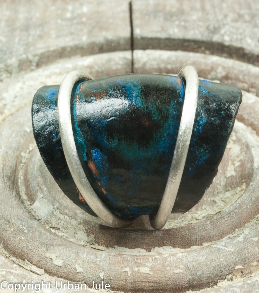 Copper Ring Copper Dome Ring Verdigris Blue Green Patina Ring