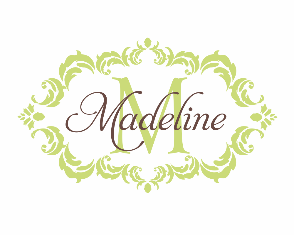 Name and Initial Vinyl Wall Decal Shabby Chic Damask Border Personalized Monogram Wall Decal Girl Baby Nursery Room Wall Art 22Hx36W FS236