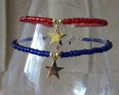 Brass Star Charm Beaded Anklet
