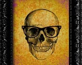 Steampunk Anatomy Nerd Glasses Skull Print - Vintage Retro Geekery Inspired - Collage Art Print -  8x10 Art Print Poster