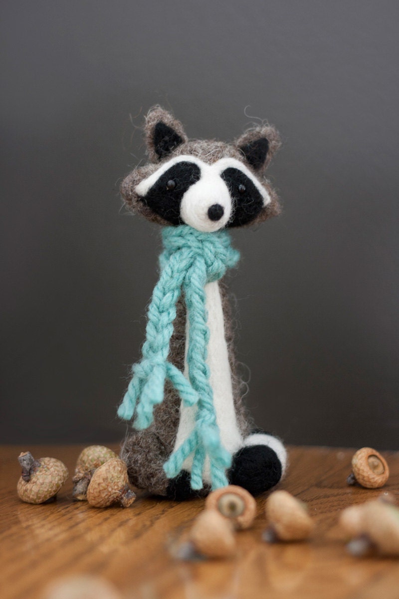 Oliver, needle felted collectable raccoon