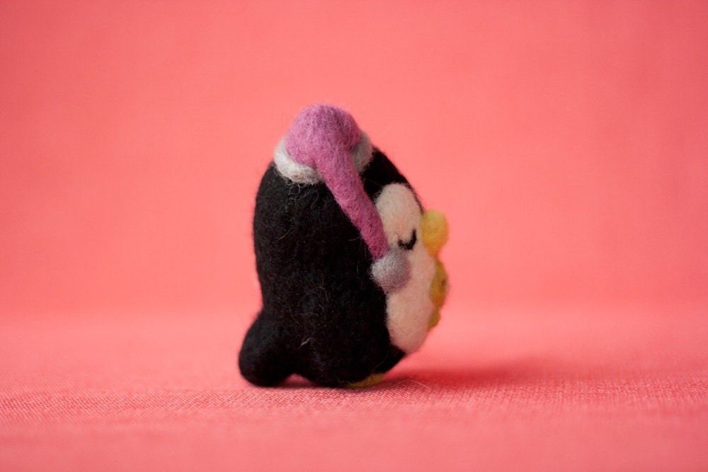Muffy, Needle Felted Sleepy Penguin