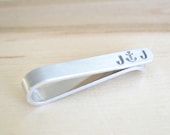 Anchor and  initial Tie Bar - personalized tie bar - anchor stamp tiebar - custom initial stamp