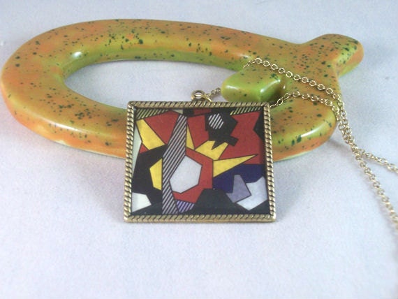 Roy Lichtenstein's abstract art pendant necklace