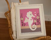 Ocean Nautical Nursery, Seahorse Wall Art Print, beach Bathroom decor, Lahaina Pottery Barn bedding, baby nursery print, kids room decor