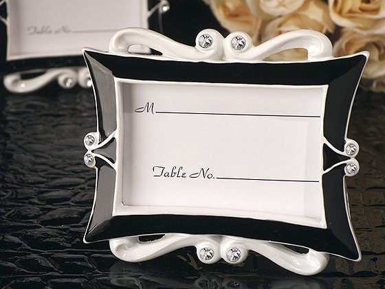Black and White Collection Place Card Photo Frames with Crystals