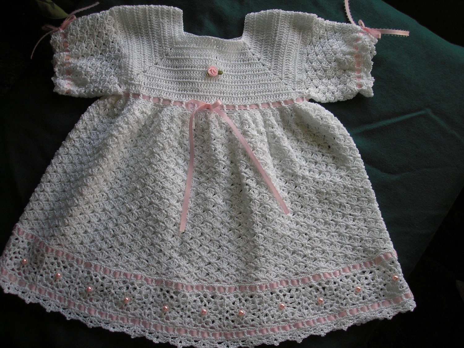 Baby  Dress / Easter / Crocheted / Christening / Photos / Special / Pearls /