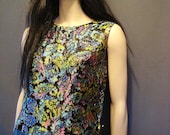 50's brocade top, metallic shirt, blouse, paisley, sleeveless