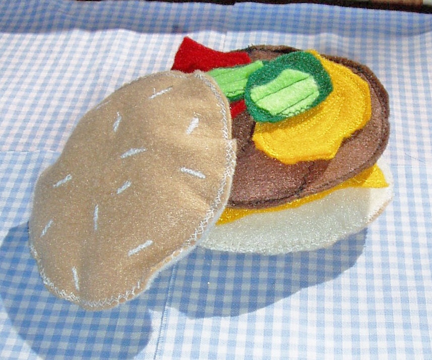Felt Food Hamburger - Cheeseburger Play Food Set