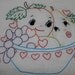 Hand Embroidered Towel Vintage Valentine Peach of a Pear Dish towel