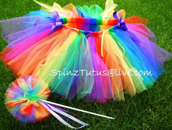 Rainbow Bright Tutu and Magic Wand Set