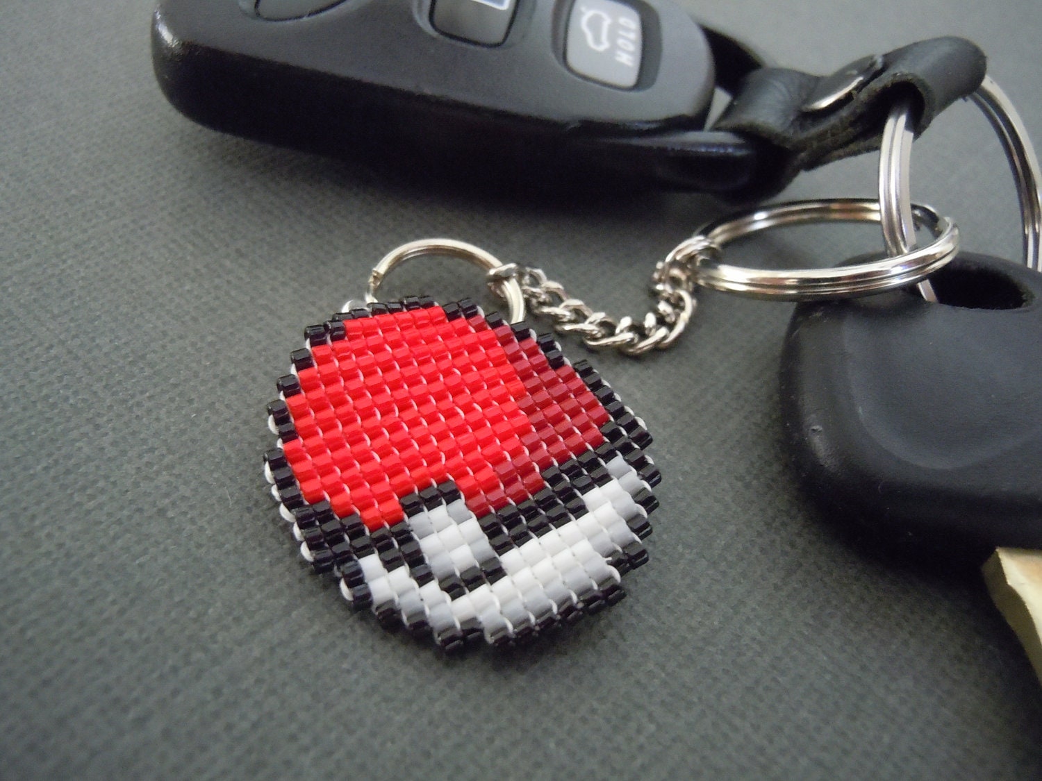 Pokeball Pixel Keychain