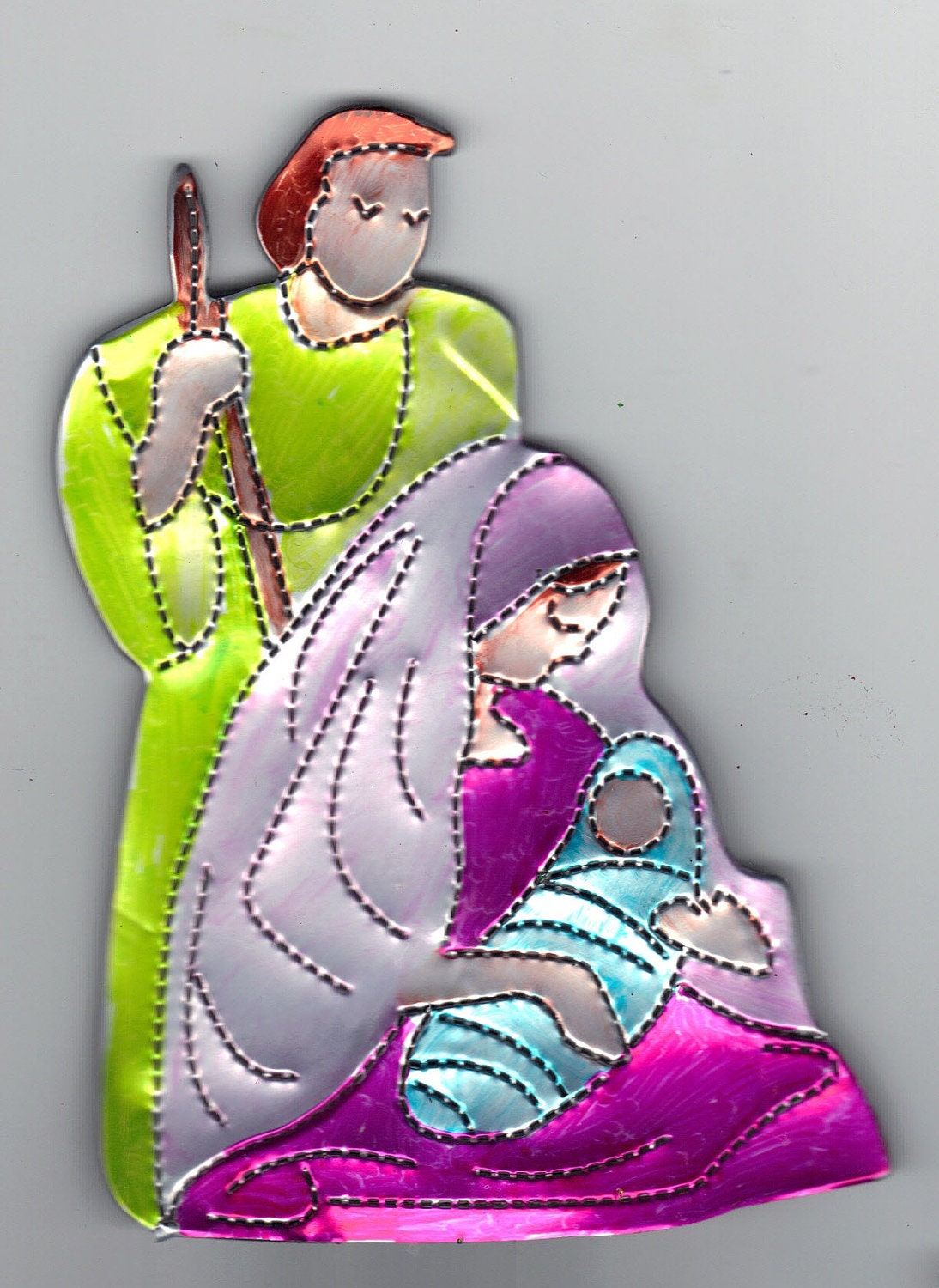 SILVER NATIVITY ORNAMENT from recycled can