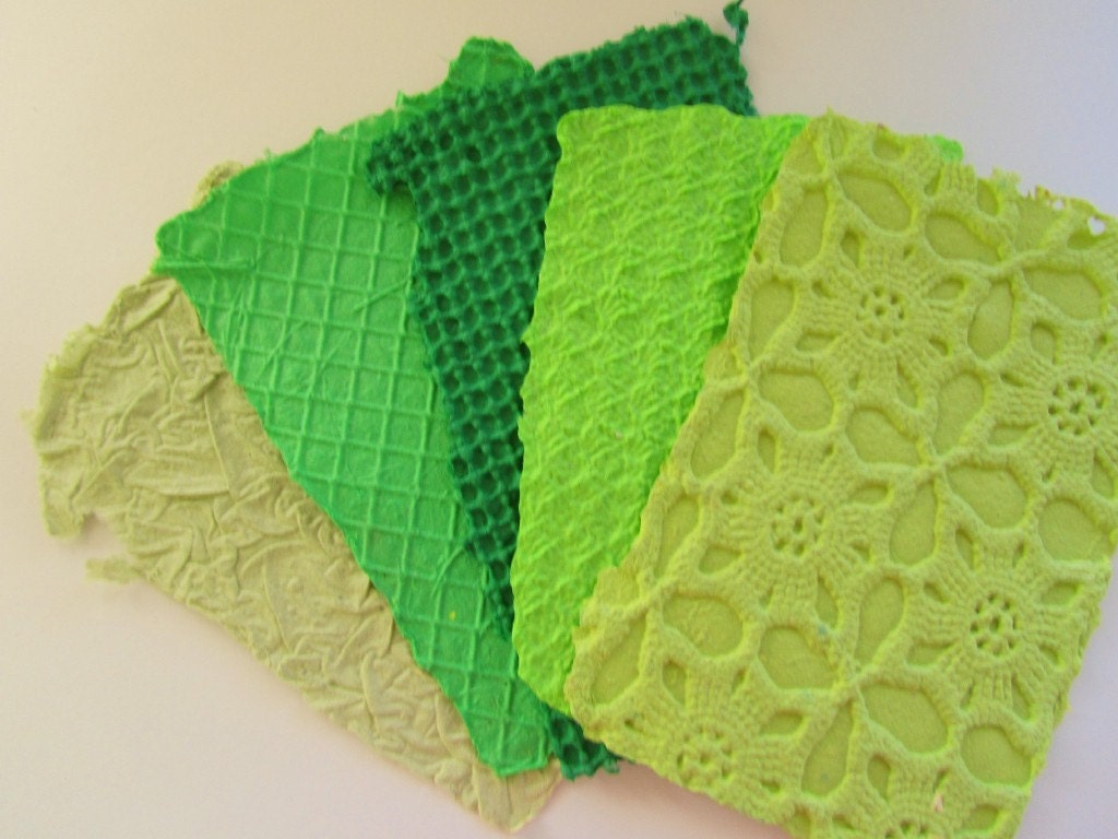 Handmade Paper Recycled Green Texture