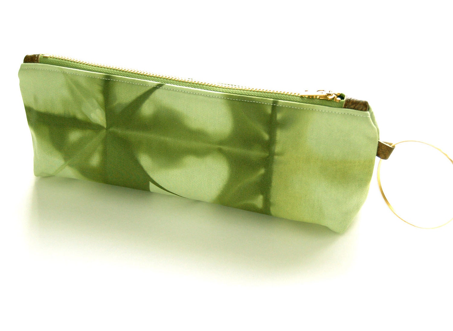 100% Organic Cotton Shibori Clutch - Green Shibori Wristlet Clutch - Deep Moss
