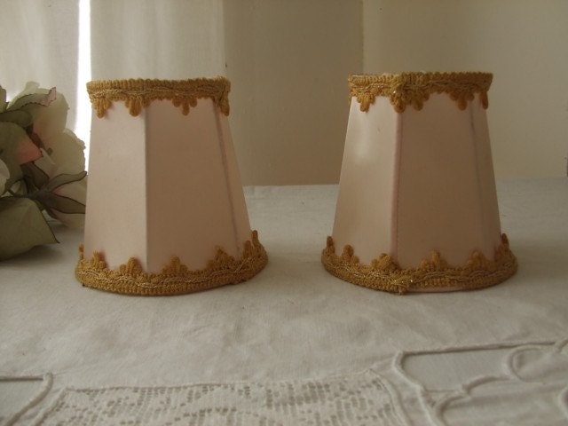 Small Clip Lamp Shades on Pair Of Vintage French Small Clip On Lamp Shades