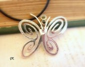 Large Butterfly Silver Necklace,  inspired by natural woodland