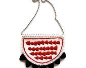 Arrow crescent long necklace embroidered pendant with black triangle beads tribal geometric summer fashion