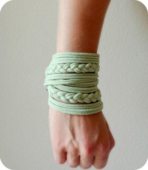 Womens Braided Cuff - Tshirt Bracelet - By LimeGreenLemon