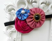 M2M Matilda Jane Headband, Baby Headband, Pink Baby Headband, Newborn Flower Headband, Royal Blue Headband, Paisley