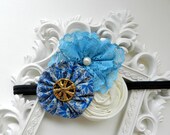 Bridesmaid Hair Clip, Blue Headband, Newborn Flower Headband, Baby Headband, Flower Hair Clip, Bridesmaid Hair Clip