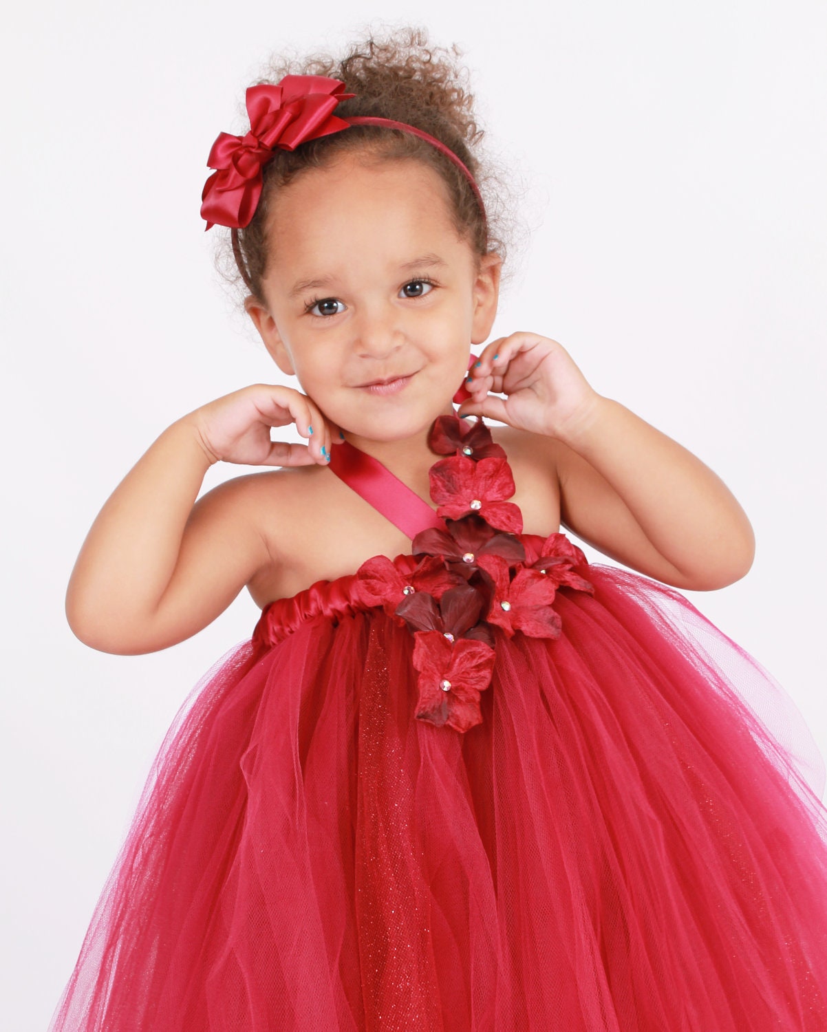 Flower Girl Tutu Dress - Burgundy - Regal Ruby- 7-8 Youth Girl Il_170x135