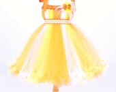 Petti Tutu Dress - Halloween Candy Corn Witch Costume - Yellow Orange White - Simply Sweet - 3-4 Toddler Girl