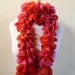 Knit Scarf FUCHSIA/RED/ORANGE - Ruffled Scarf, flamenco, can can - ruffle - Hand knitted long