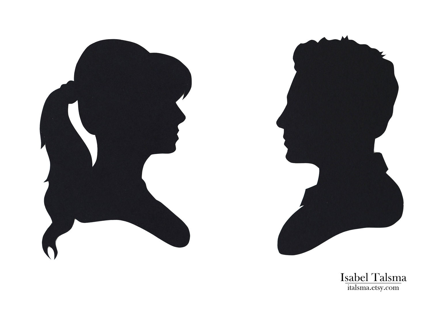 New Girl (Jess and Nick) Handcut Paper Silhouette Set