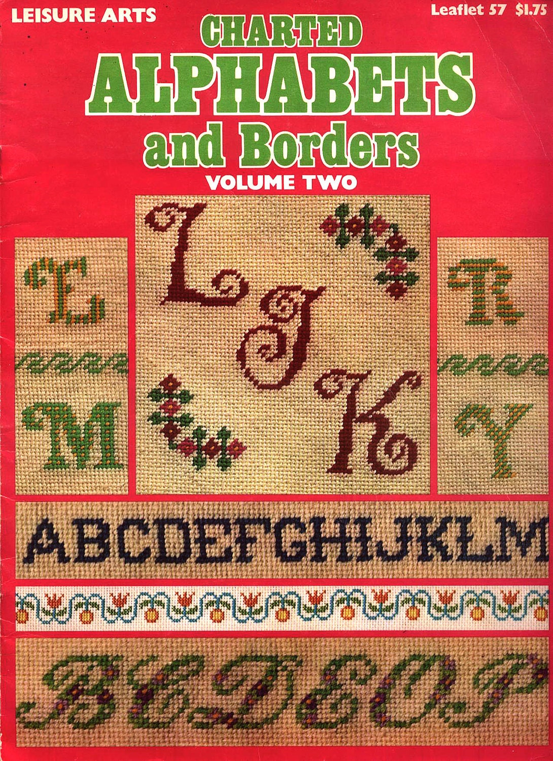 A Classic 1975 CHARTED ALPHABETS And BORDERS Volume 2 from Leisure Arts