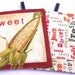 Hot Pads Kitchen Decor Set of Two Pot Holders featuring Summer Corn Trivets