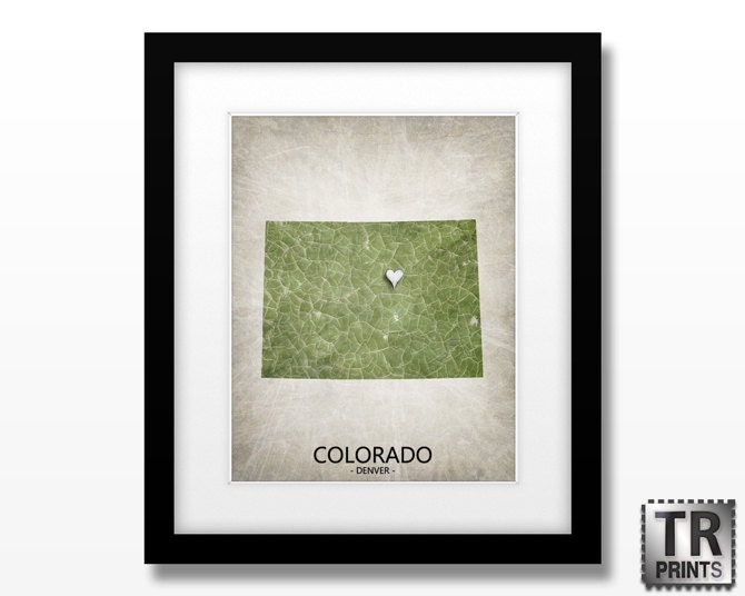 Colorado Custom State Map Art Print - Home Town Love - Original Customizable Giclee Print 11x14