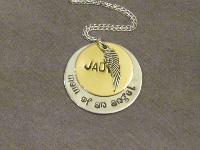 FOREVER MY ANGEL - Memory Necklace - Angels- Hand Stamped Jewelry - Heaven above-flower gift box included