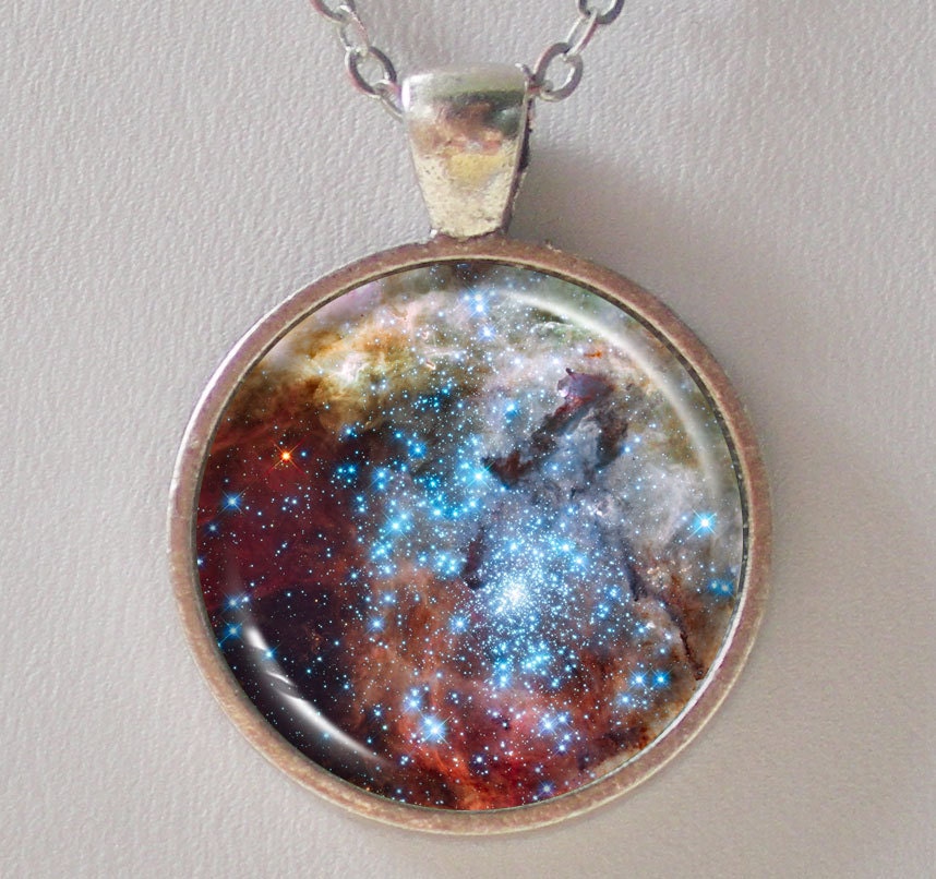 Universe Pendant Necklace - Merging Star Clusters in 30 Doradus - Galaxy Pendant Series