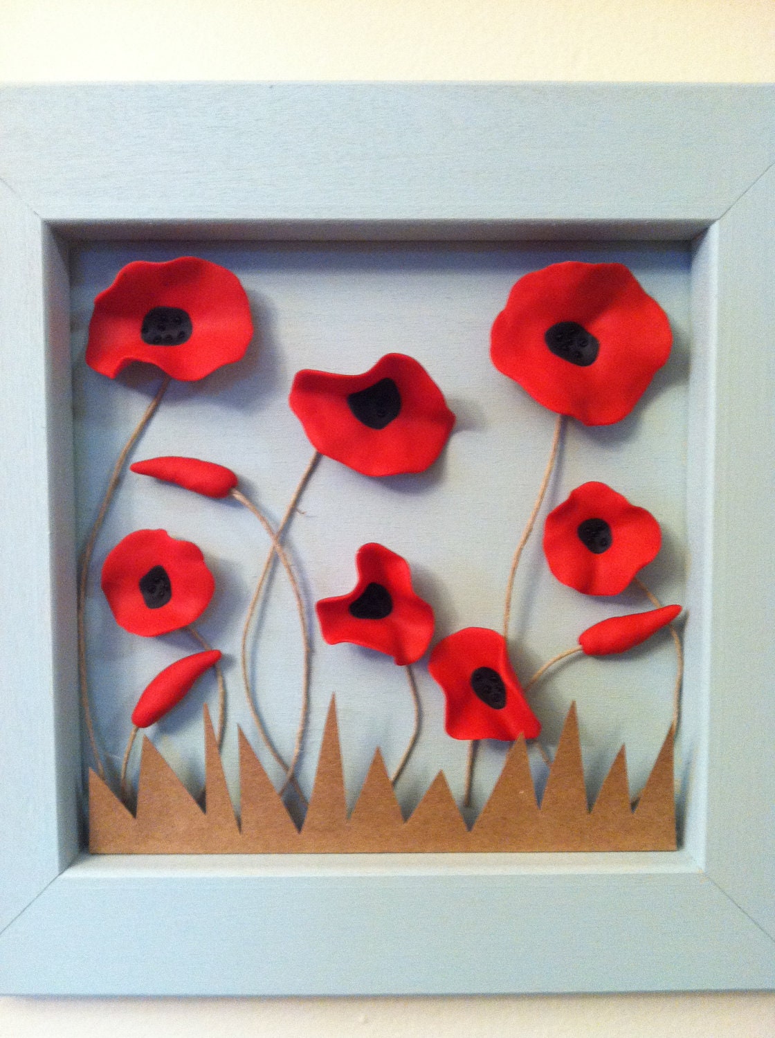 Polymer poppy field shadow box 