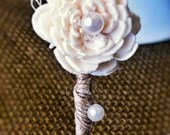 Boutonniere- Made to Order Ring Bearer, Groomsmen, Sola Flower, Wedding, Wedding Flowers, Shabby Chic Wedding, Rustic Wedding