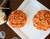 Custom Sola Flower Ball - Burnt Orange Flower Girl Pomander Kissing Ball Centerpieces Sola Flowers Handmade Wedding