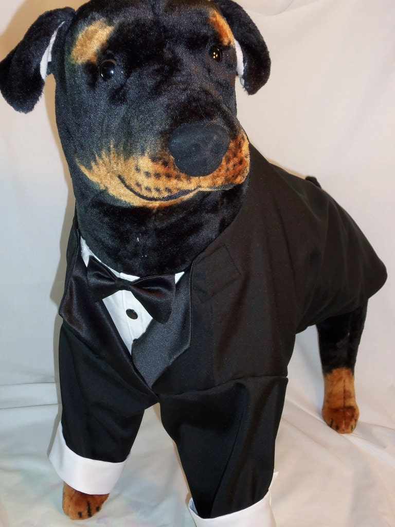 RockinDogs Large Dog Tuxedo Tails. Black or White Tie or Match your wedding colors.