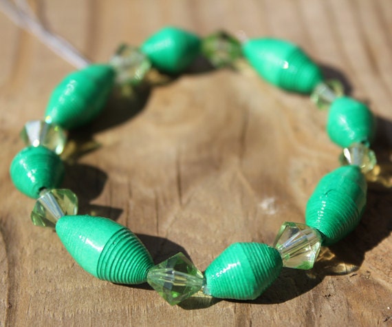 Paper Bead Bracelet Jewelry - Green Il_170x135