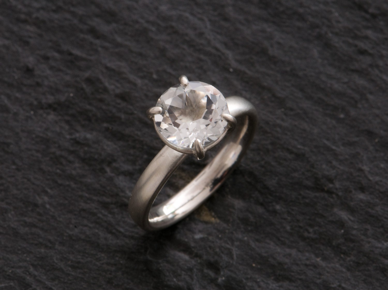 White Topaz Ring - Recycled Sterling Silver - Made To Fit