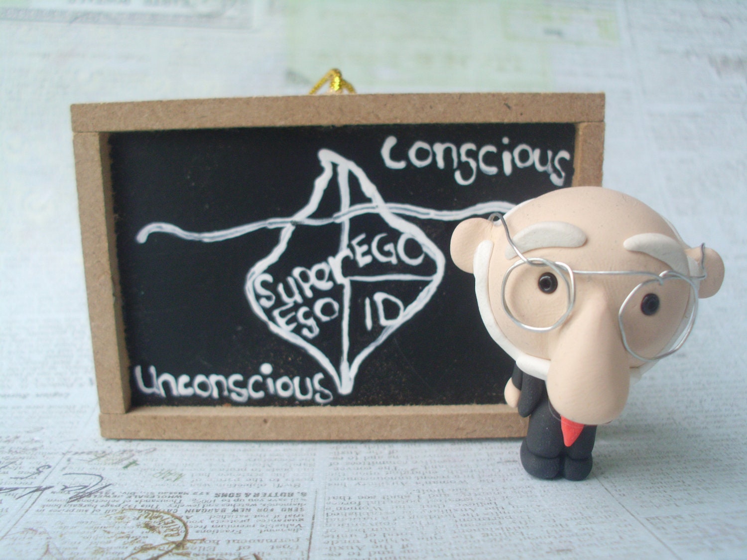 Sigmund Freud Doll Polymer Clay Sculpture Figure Figurine Psychology Counseling Psychoanalysis Gift Student Graduate Graduation