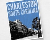 Charleston South Carolina City Skyline - 8" x 10" - choose your color custom wall art wedding house warming gift