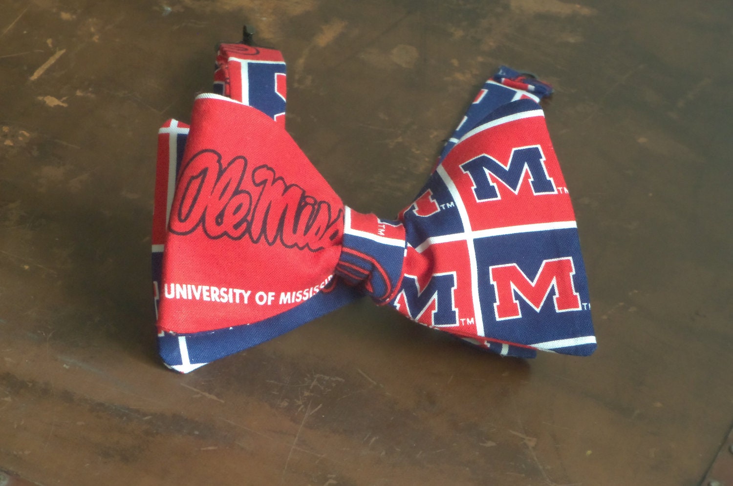 Ole Miss - Men's/Boys Adjustable Self-Tie Bow Tie in Red, White and Blue Print