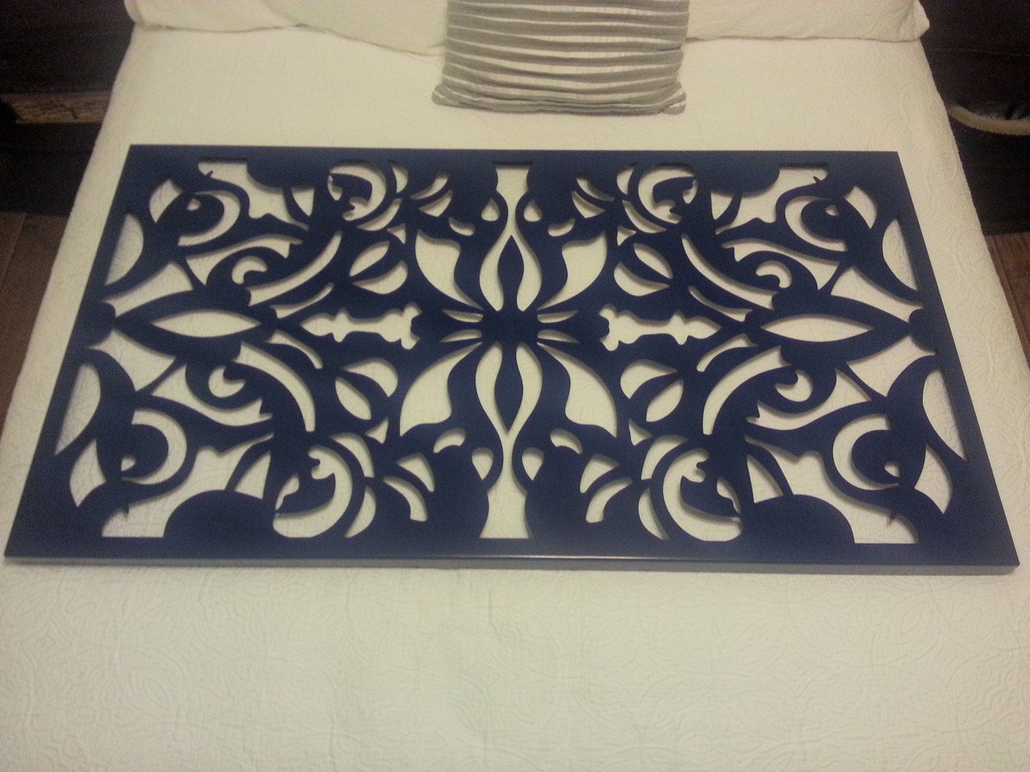 48" Abstract Laser Cut Framed Metal Artwork Floral Pattern Home Decor