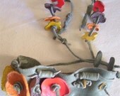 Bracelet and earrings from leather - set