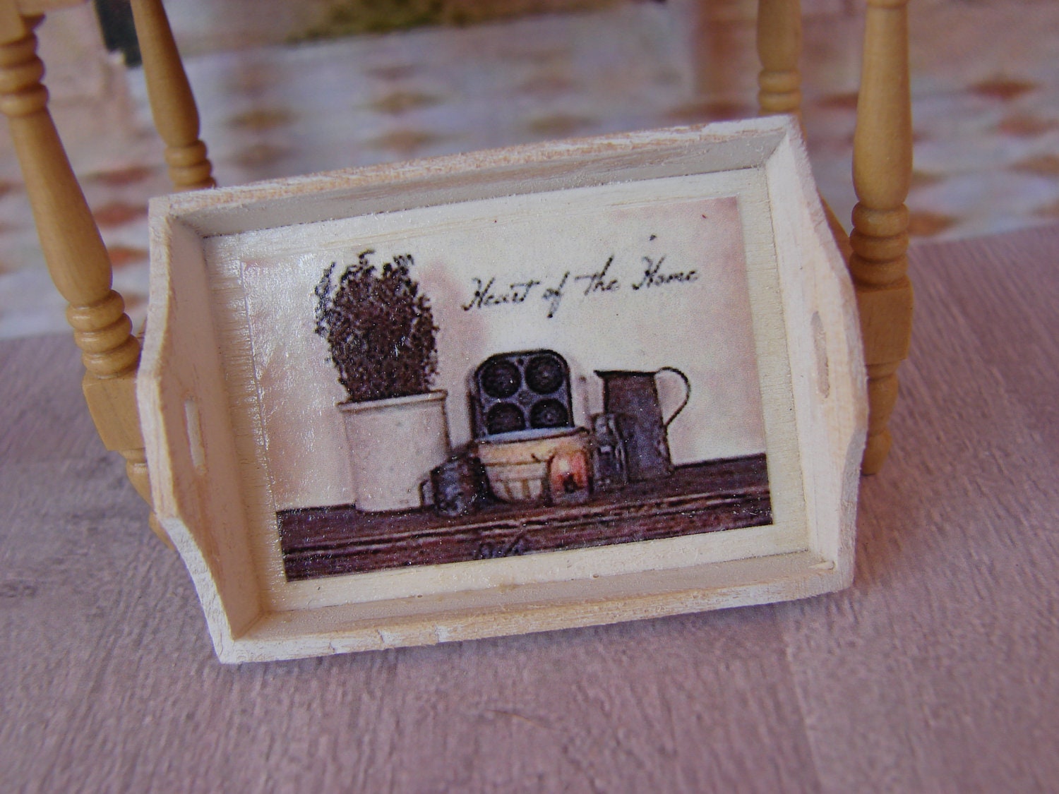 Dollhouse Miniature Shabby Chic Vintage Style Tray
